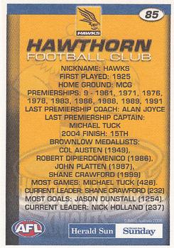 2005 Select Herald Sun AFL #85 Hudson ‘Hawka’ Knights Back